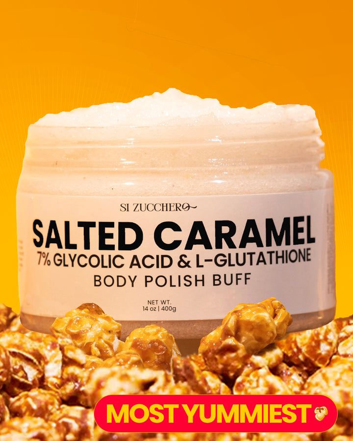Si Zucchero Salted Caramel Body Polish Buff | 7% Glycolic ACID | Glutathione
