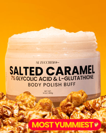 SALTED CARAMEL BODY POLISH BUFF |  7% glycolic acid | Glutathione