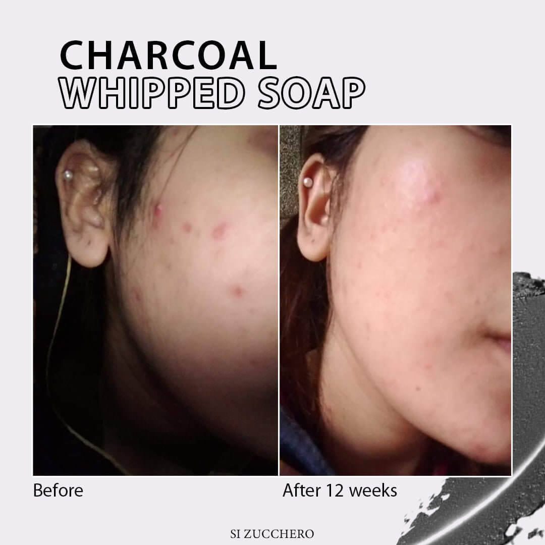 Charcoal whipped soap results